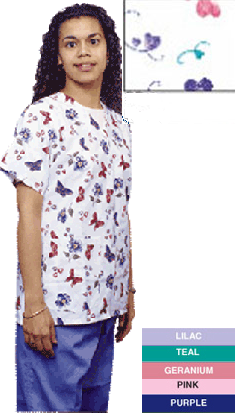 3827 - Ladies V Neck Gripper Tunic Top Hearts Print
