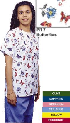 4345 - Ladies V Neck Gripper Tunic Top Butterfly Print